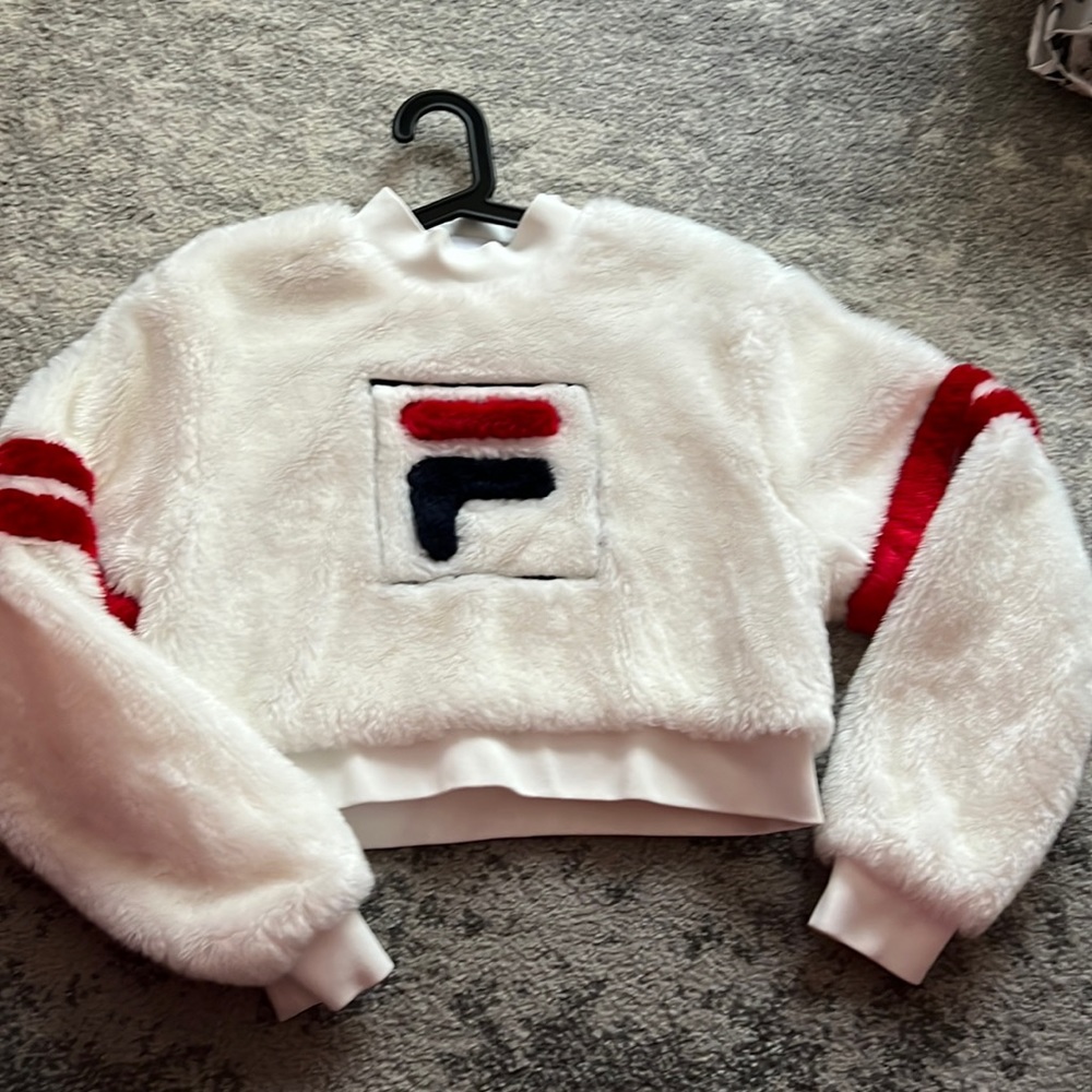 Fila  Fur Sweatshirt White Women`s Medium - Fila Clothes